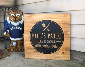 bar custom grill gift sign patio backyard housewarming father him decor established anniversary