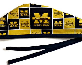 Men's Unlined Surgical Scrub Cap Hat in Michigan Wolverines