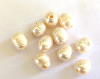 Ivory cream keishi 9-11mm big hole bead