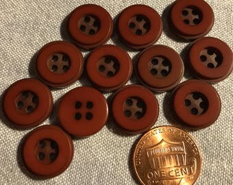12 Shiny Reddish Brown Plastic Buttons Concave Front 14.5mm 9/16" # 8277