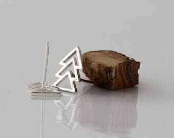 SUMMER SLE Sterling Silver Triangle earrings, Gold plated or Sterling Silver stud earrings, Ear climber, Nickel free