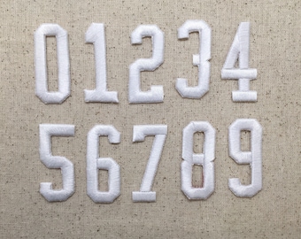 2" - Numbers - Athletic/College Condensed Font - Iron on Applique - Embroidered Patch - Color Choice