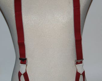 Vintage 1960-'70s era Burgundy Silk Suspenders Braces by BOND -- Free Shipping!
