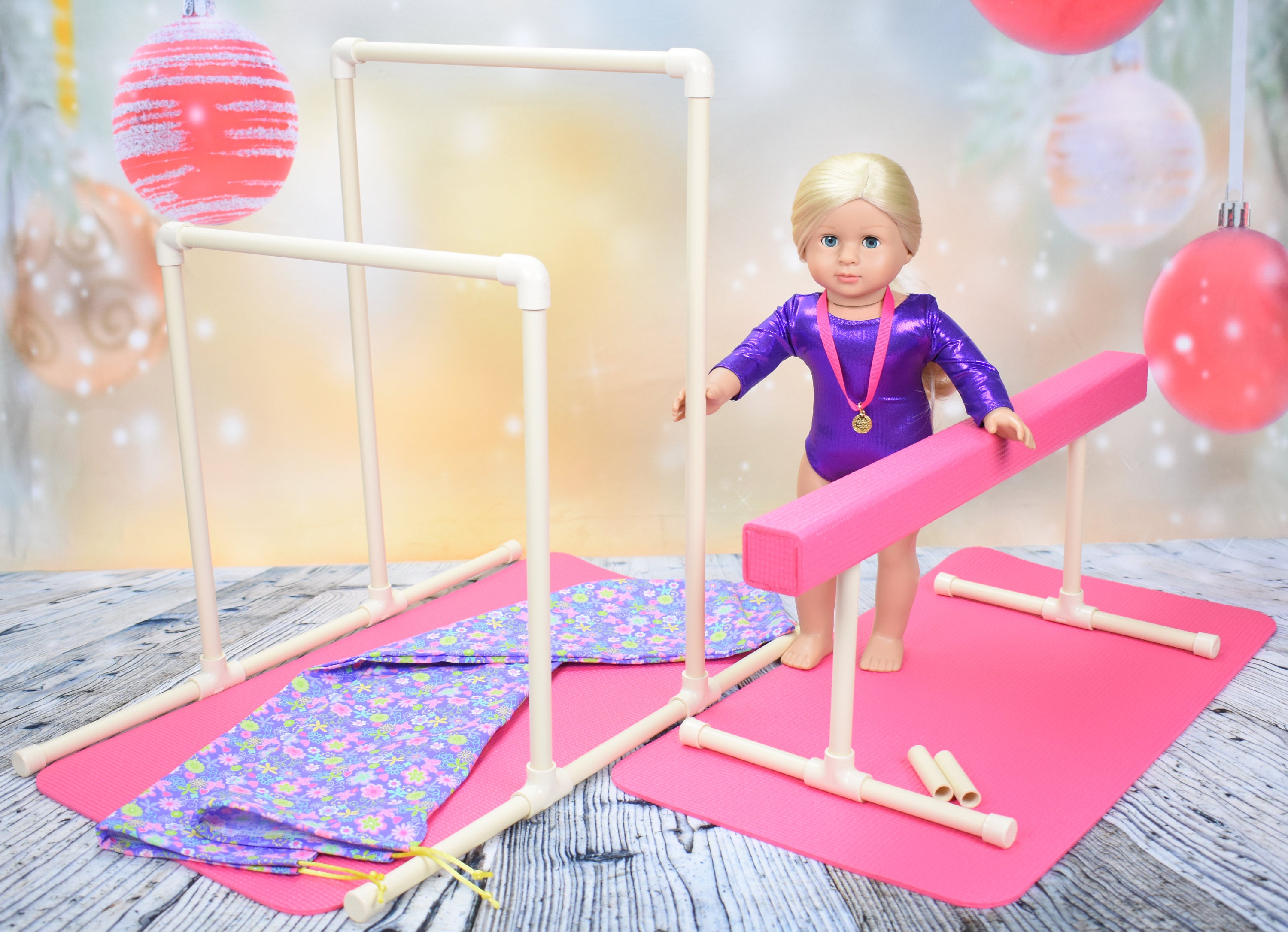 Balance Beam & Uneven Bars Gymnastics Set for American Girl