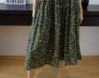 Jupe longue vintage DORIS ULRICH/METTEZ verte/imprimé fleurie taille 36 - uk 8 - us 4