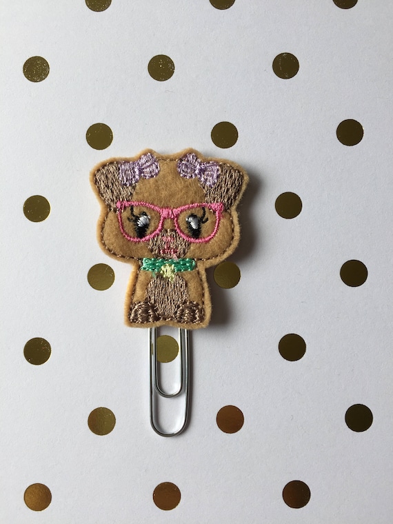 Geeky Puppy planner Clip/Planner Clip/Bookmark. Puppy planner clip. Dog planner clip. Geeky planner clip. Nerdy planner clip