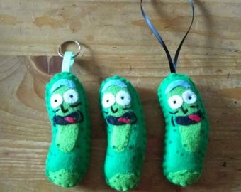Handmade Mini Pickle Rick Magnet/Keyring/Bauble Plush