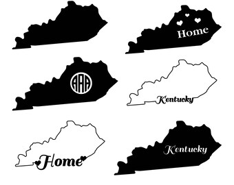 Kentucky SVG Cut Files, Kentucky Monogram SVG, Kentucky SVG, American States Svg Files, Monogram Svg State, Kentucky dxf, eps, png, Vector.
