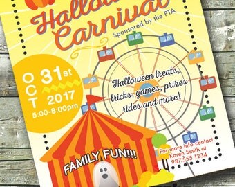 Halloween Carnival ~ FALL FESTIVAL ~ Trunk or Treat ~ 5x7 Invite ~ 8.5x11 Flyer ~ 11x14 Poster ~ 300 dpi Digital Invitation