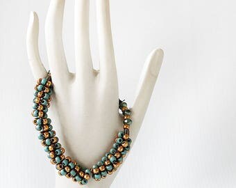 Seed Bead Bracelet - Chunky Bracelet - Boho Bracelet - Beaded Bracelet Rope - Bead Bracelet for Mom - Bracelet for Wife - Seafoam Bracelet