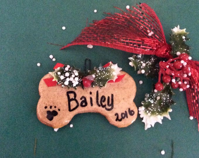 Personalized Christmas Ornament Dog Bone Ornament Pet Ornament Salt Dough Ornament