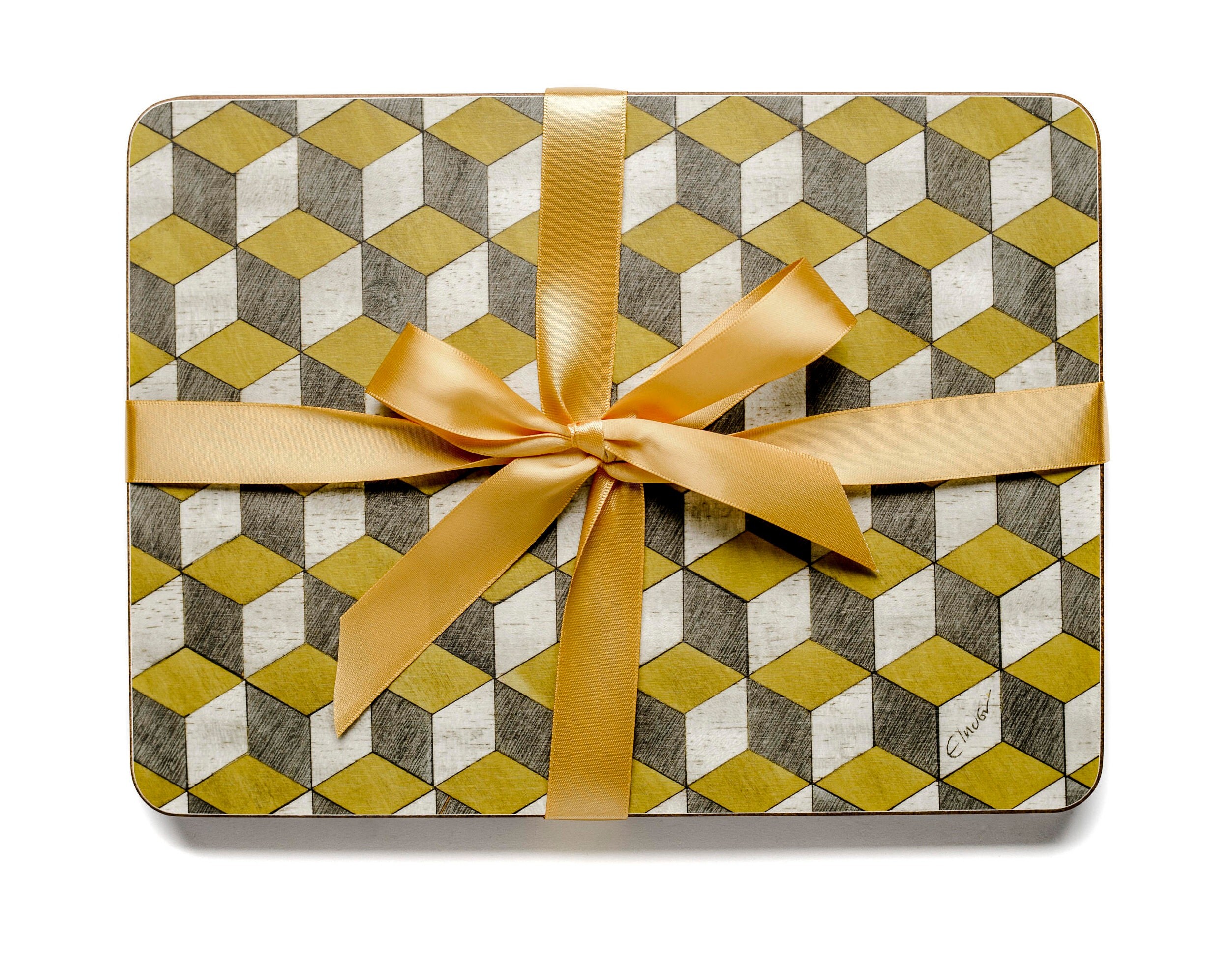 4 Placemats Yellow Grey Placemats Retro Placemats Art Deco