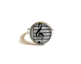 MUSIC RING - Sheet Music Jewelry - Musical Notes Ring - Treble clef Ring , Music Ring, Gift for Musician, Kids jewelry