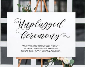 Unplugged Wedding Sign | INSTANT DOWNLOAD | Unplugged Ceremony | Black White Wedding | Digital PDF Download | Florence Collection