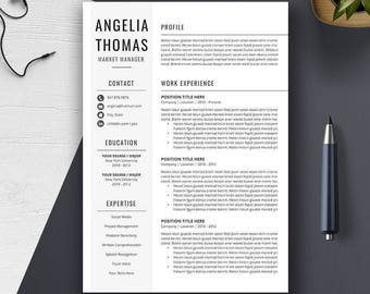 Professional Resume Template, CV Template, Cover Letter, MS Word, Mac, PC, Creative Modern Simple Teacher Resume, Instant Download, Angelia