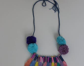 Pom pom Necklace/Tassel Necklace/Mexican Necklace