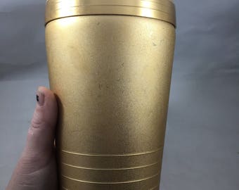 Vintage Midcentury Mirro Aluminum Metallic Gold Cocktail Shaker