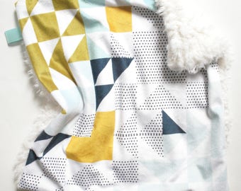 Baby Blanket, Lovey Blanket, Baby Boy Blanket, Geometric Baby Bedding, Baby Boy Bedding, Gender Neutral Baby Bedding, Lovey, Gender Neutral