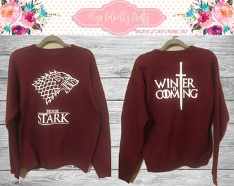 Game of Thrones Inspired Sweatshirt House Stark/Winter is Coming