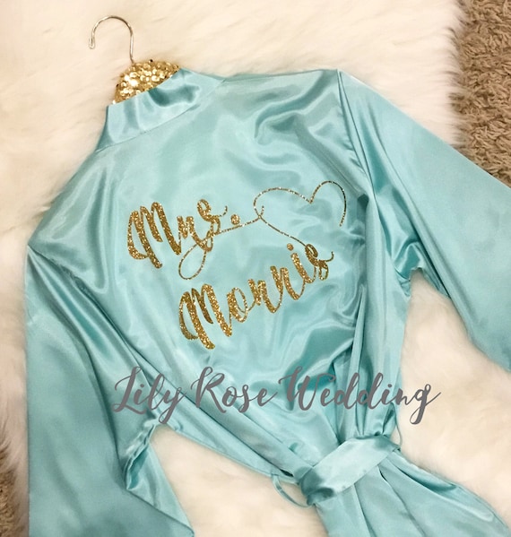 Bridesmaid Robes Gold Print Bride Robe Personalized Bridal