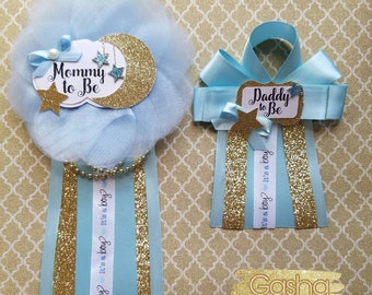 Twinkle Twinkle Baby Shower Corsage/ Twinkle Twinkle Little Star Theme/ Mommy To Be Pin/ Daddy To Be Pin/ Baby Shower Corsage/ Baby Boy