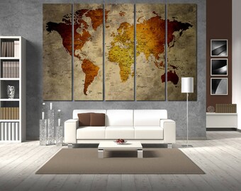 Push Pin World Map Canvas Print World Map Wall Art Set World Map Print World Map Poster Wall Art Canvas Vintage Map Wall Decor