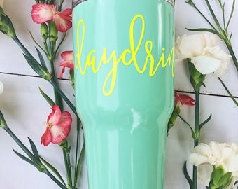 daydrinkin Stainless Steel Mint and Neon Yellow Tumbler 30 oz