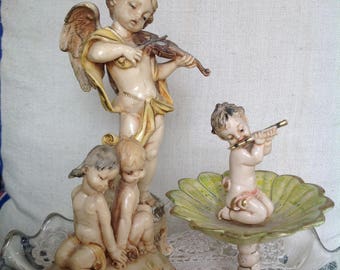 Three vintage Simonetti Fontanini cherubs Italy depose