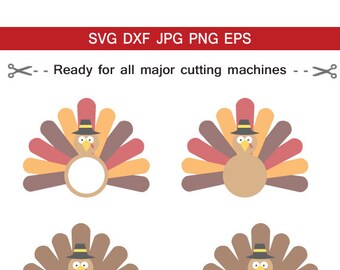 Turkey monogram frames SVG, Thanksgiving SVG, Turkey Cut File,turkey fall split funny svg ,Cricut download svg jpg png dxf Silhouette