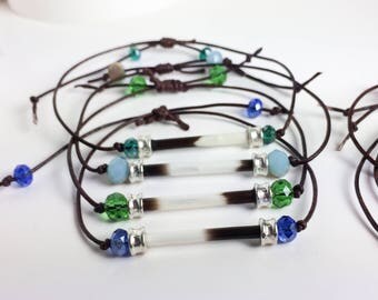 Porcupine Quill Leather Bracelet