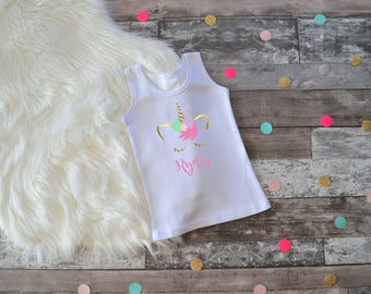 Baby Girl Clothes, Unicorn Tank Top, Baby Girl Unicorn Shirt, Unicorn Shirt, Personalized Unicorn Shirt, Unicorn Birthday Shirt, Unicorn