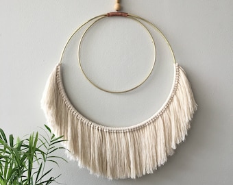 Woven fringe wall hanging; Macrame tapestry; Textile wall art a la Anthropologie