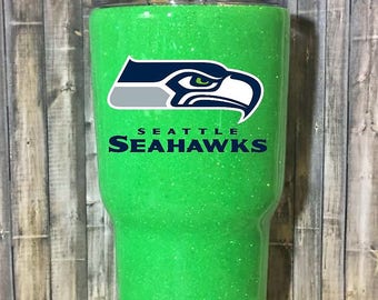 Seattle Seahawks Yeti, Seattle Seahawks Tumbler, Seahawks Glitter Yeti, Glitter Tumbler, Dipped Yeti, Seahawks, Yeti Cup, Mug, Glitter cup