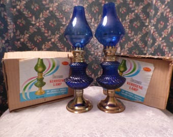 Set of Stellar Cobalt Blue Decorative Kerosene Lamps