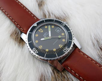 Vintage french diver MATY Besancon automatic watch, France Ebauche movement serviced - Montre de plongée vintage MATY automatique révisée