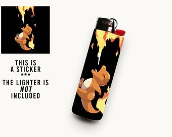 CHARMANDER • Waterproof Vinyl Lighter Sticker For BIC Lighter • Minimalist Anime Fire Pokemon Shooting Flames