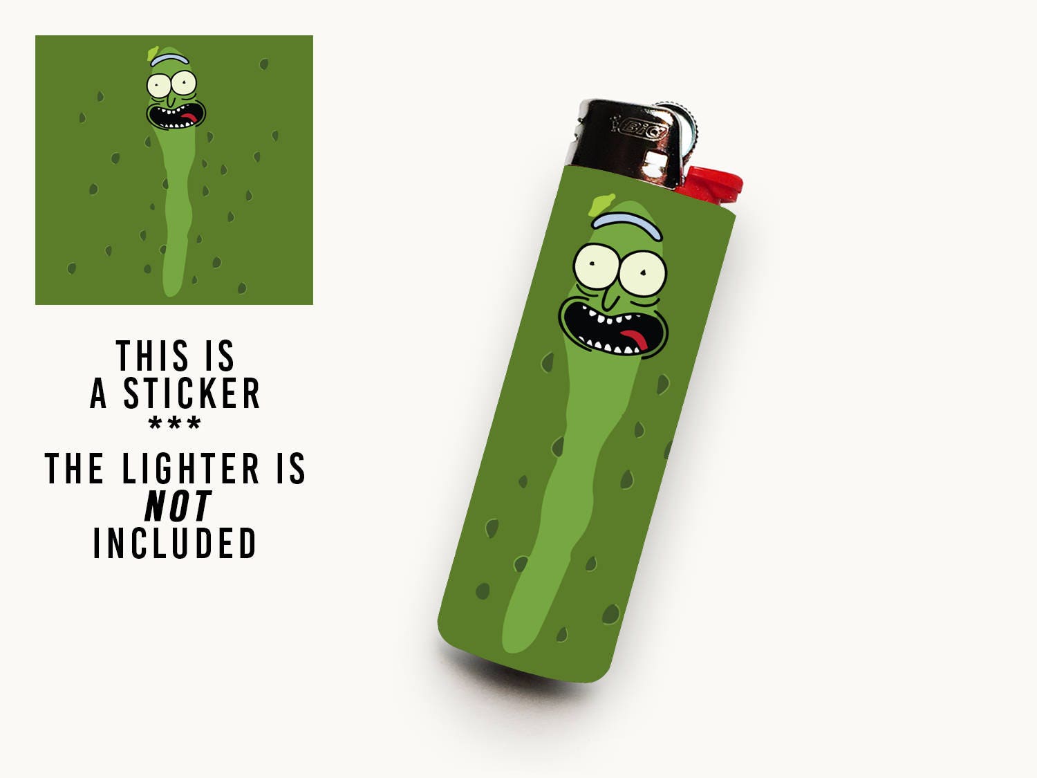 PICKLE RICK Waterproof Vinyl Lighter Sticker For BIC Lighter