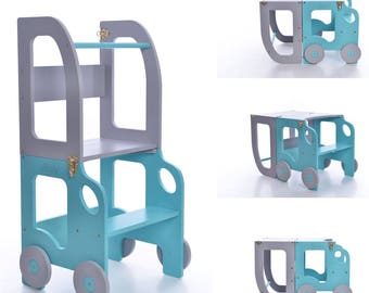 Montessori kitchen helper/ step stool for children/ table and chair