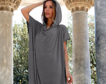 Dark grey dress, Maxi Dress, Plus size, Charcoal dress, Trendy maxi dresses, Asymmetric top, Homecoming dress, Infinity dress, Markiiza