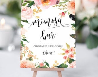 Mimosa Bar Sign, Mimosa Sign, Bridal Shower Mimosa Sign, Brunch Mimosa Sign, Mimosa Bar Printable, Floral Mimosa Bar, Mimosa Bar Sign