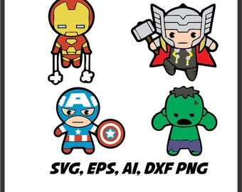 Superhero monogram SVG Captain america, ironman, Thor and Hulk Avengers in svg, eps, ai, dxf, png. INSTANT DOWNLOAD