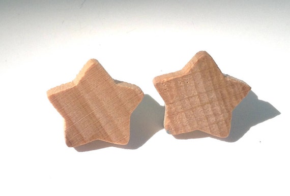 Wooden Star Earrings Wood Stars Star Stud Earrings made from