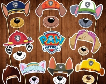 Paw Patrol Party Photo Booth Props - Printable Paw Patrol Masks - Paw Patrol Birthday Photo Props