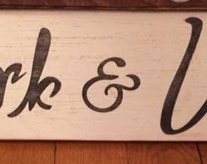 Hand-painted, wood sign, 