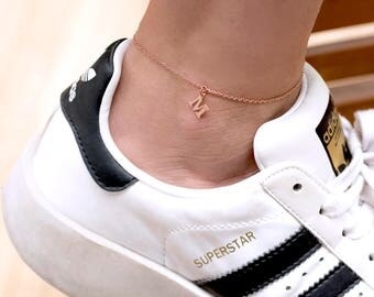 Letter Charm Anklet | Initial Anklet |Alphabet Ankle Bracelet | Personalized Anklet | Bridesmaid Gift | Customized Letter | Rose Gold Anklet