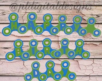 Fidget Spinner Birthday Banner - DIGITAL DOWNLOAD - Instant Download