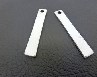 2 rectangle charms, geometric 46 * 8mm old silver (8SBA26)
