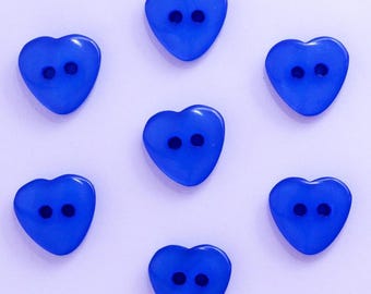 Heart 12mm set of 10 buttons: Blue - 002209