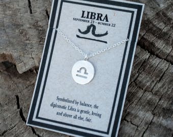 Libra Zodiac - Libra Necklace - Silver Libra Necklace - Libra Charm Necklace