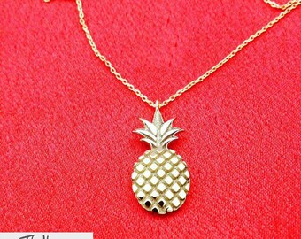 Pineapple Necklace, Gold Plated Pineapple Jewelry, Rose Gold Necklace, Birthday Gift Ideas For Her, Sterling Silver Necklace, Christmas Gift